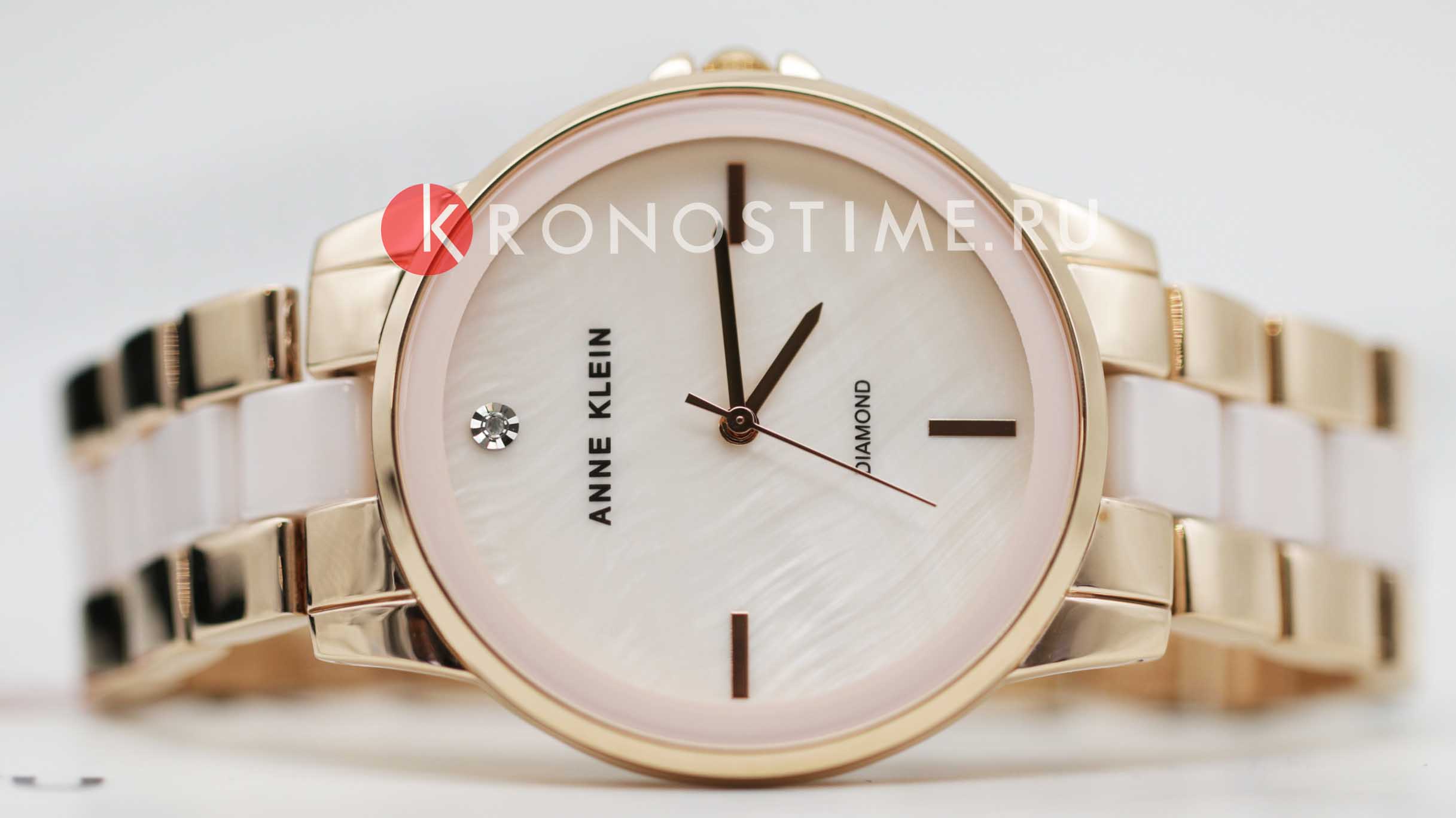 Anne Klein Anne Klein Ceramic Diamond 4120BHRG женские часы перламутровый циферблат на запястье